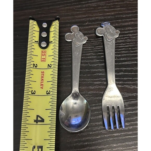 Disney Other - Vintage Disney Mickey Mouse Child Spoon Fork Set Bonny Japan Stainless Steel 4”